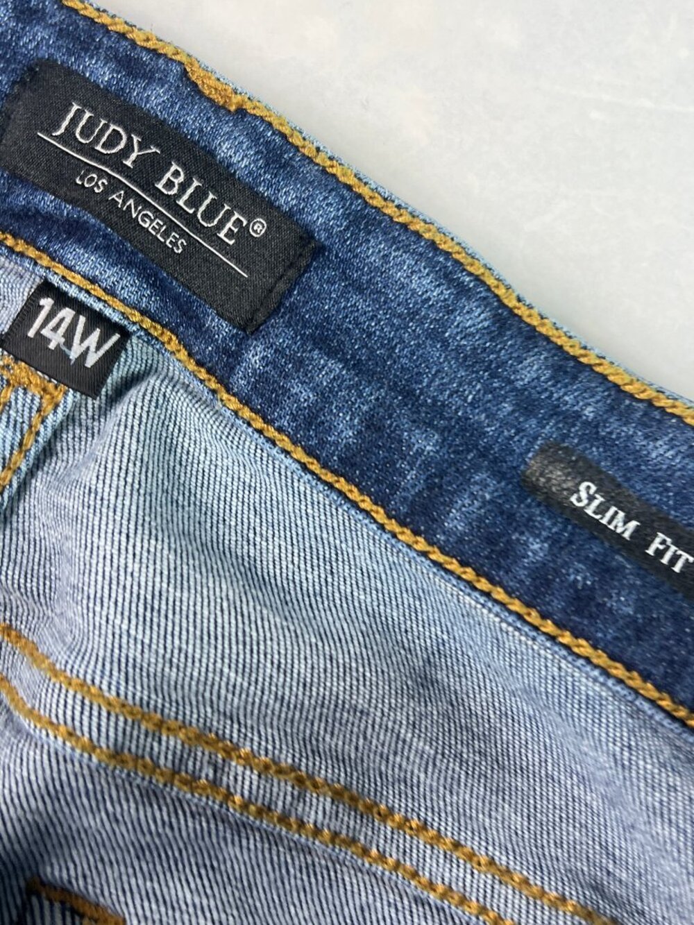 Judy Blue Jeans Women's Plus 34x28* Slim High Rise Blue Distressed Denim Tag 14W - Picture 7 of 16